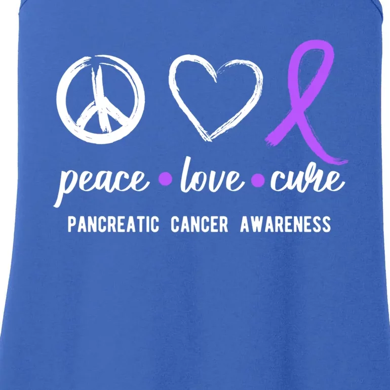 Pancreatic Peace Love Cure Gift Product For Cancer Awareness Meaningful Gift Ladies Essential Tank