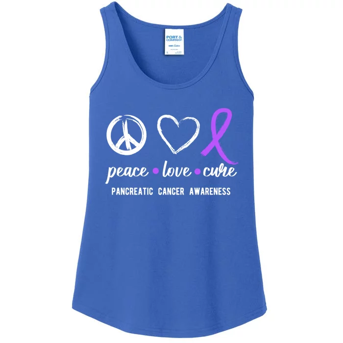 Pancreatic Peace Love Cure Gift Product For Cancer Awareness Meaningful Gift Ladies Essential Tank