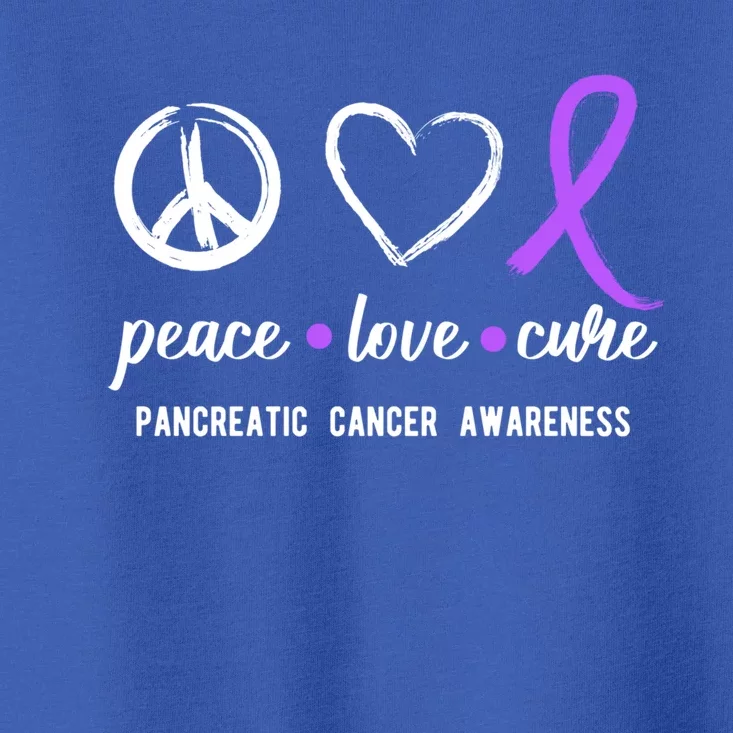 Pancreatic Peace Love Cure Gift Product For Cancer Awareness Meaningful Gift Toddler T-Shirt