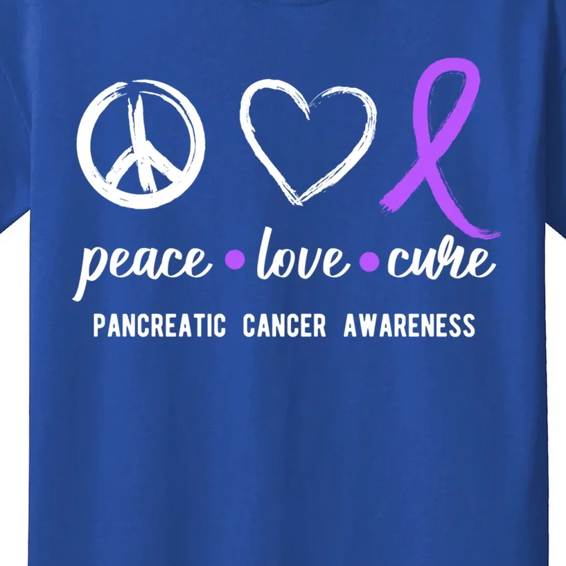 Pancreatic Peace Love Cure Gift Product For Cancer Awareness Meaningful Gift Kids T-Shirt