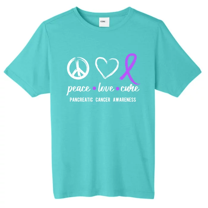 Pancreatic Peace Love Cure Gift Product For Cancer Awareness Meaningful Gift ChromaSoft Performance T-Shirt