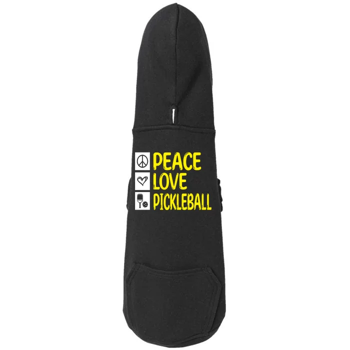 Pickleball Peace Love Pickleball Gift Doggie 3-End Fleece Hoodie