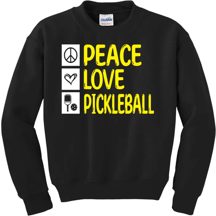 Pickleball Peace Love Pickleball Gift Kids Sweatshirt