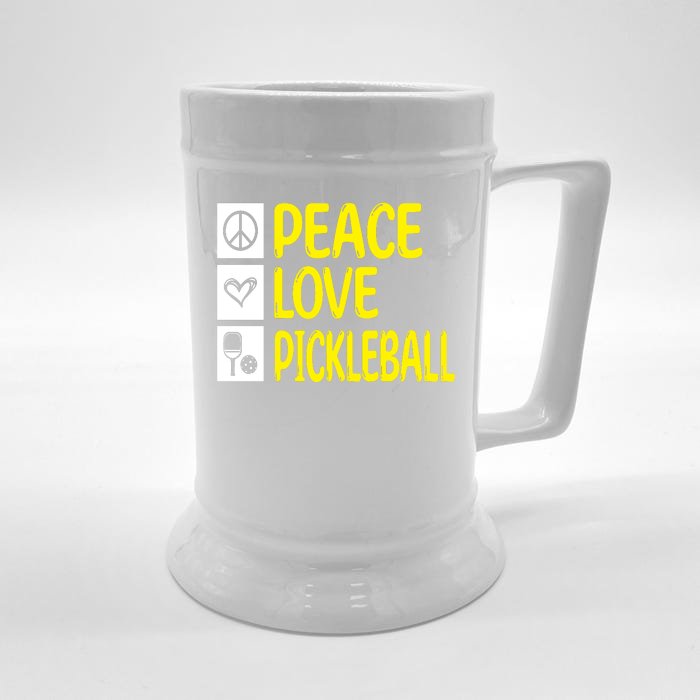 Pickleball Peace Love Pickleball Gift Front & Back Beer Stein