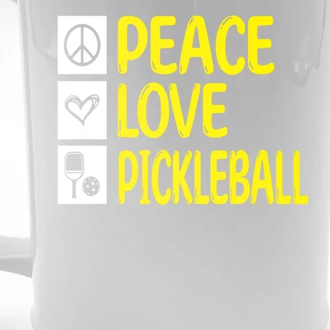 Pickleball Peace Love Pickleball Gift Front & Back Beer Stein