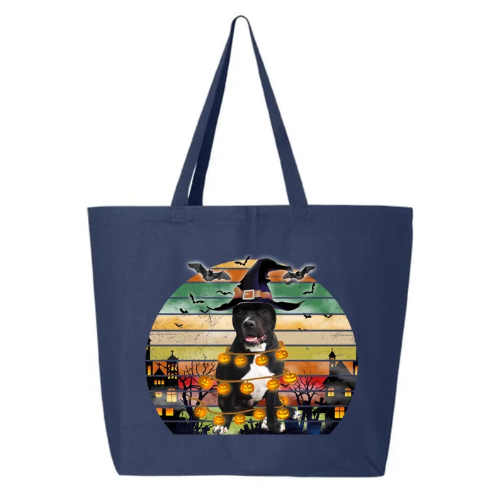 Pitbull Pumpkin Light Vintage Halloween Witch Dog Lover Funny Gift 25L Jumbo Tote