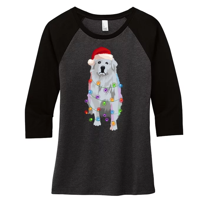 Patou Pyrenean Lights Xmas Great Pyrenees Christmas Women's Tri-Blend 3/4-Sleeve Raglan Shirt