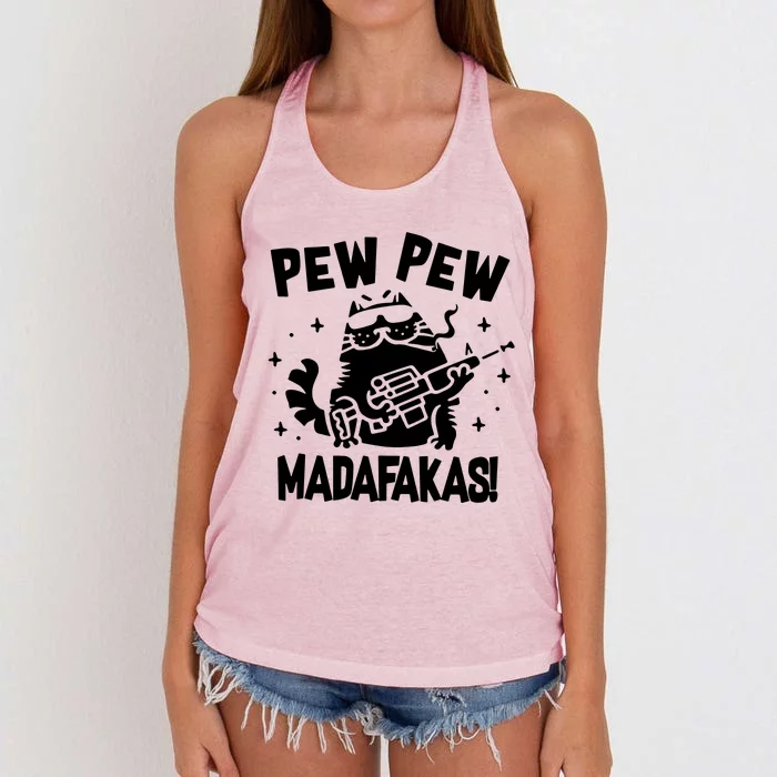 Pew Pew Madafakas Women's Knotted Racerback Tank