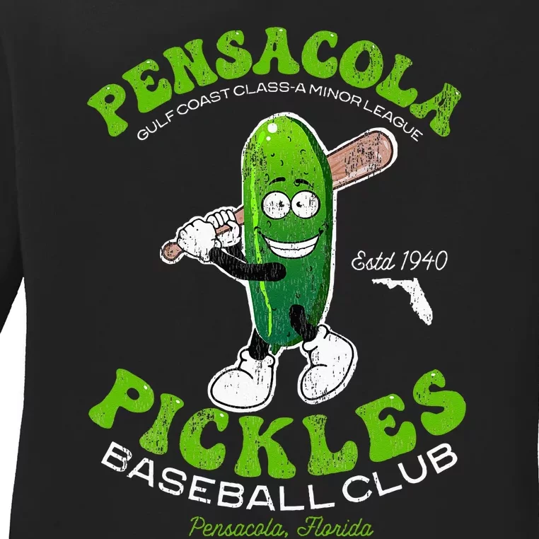 Pensacola Pickles Minor League Retro Baseball Team Ladies Long Sleeve Shirt