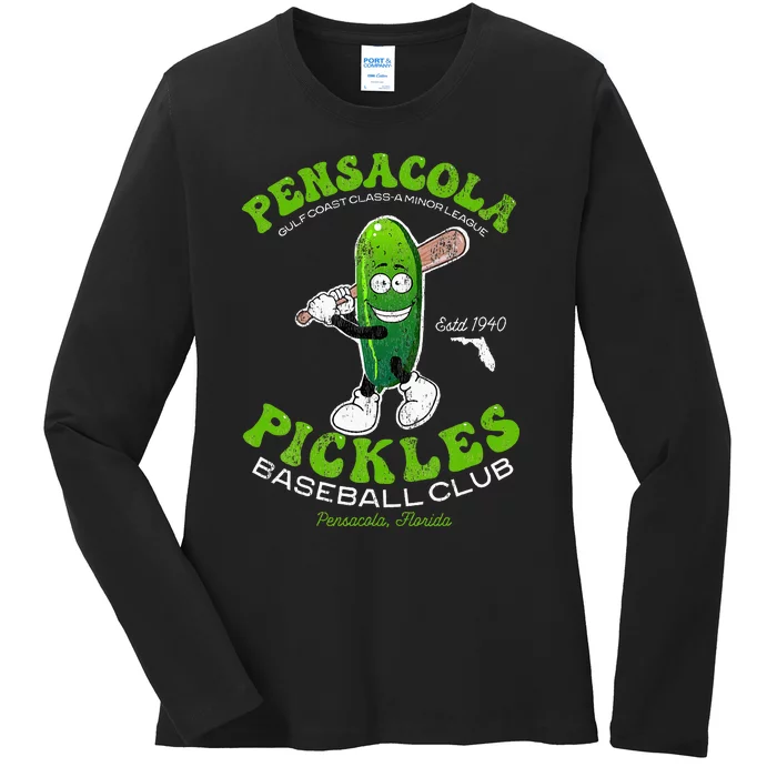 Pensacola Pickles Minor League Retro Baseball Team Ladies Long Sleeve Shirt