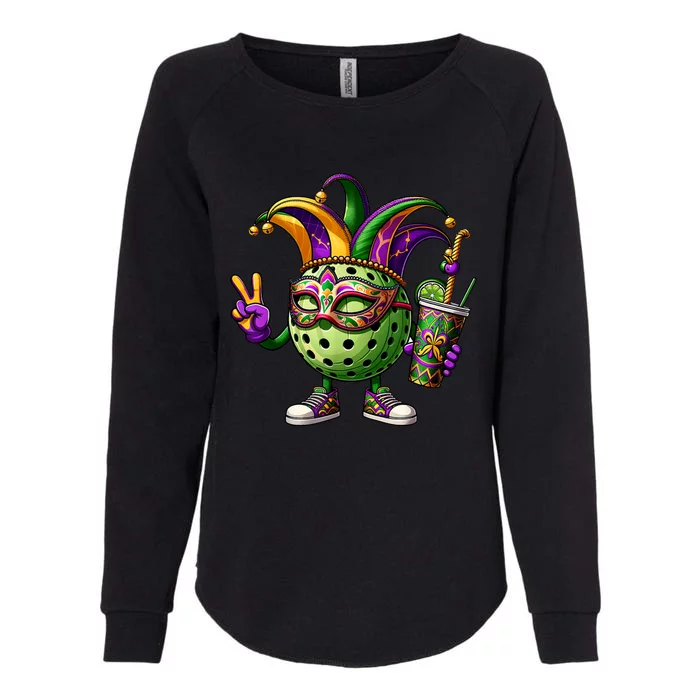 Pickleball Player Mardi Gras Pickleball Womens California Wash Sweatshirt