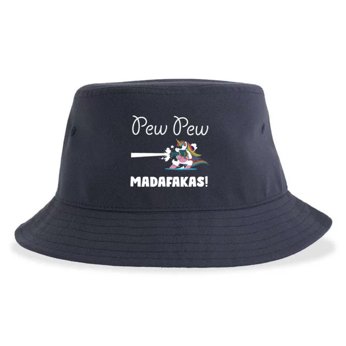 Pew Pew Madafakas Funny Unicorn Cute Adorable Sustainable Bucket Hat