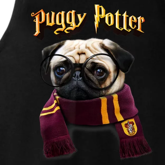 Puggy Potter Magic Wizard Pug Shirts Funny Pug Ladies Tri-Blend Wicking Tank