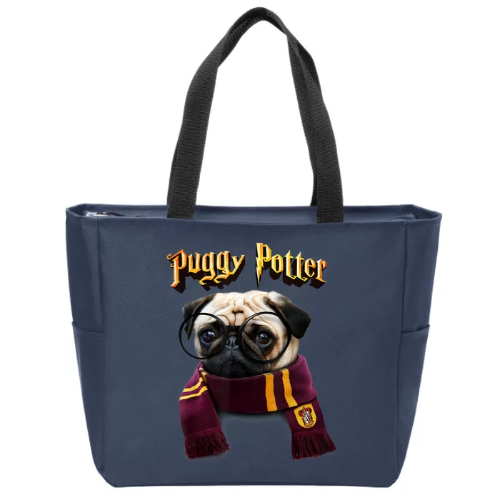 Puggy Potter Magic Wizard Pug Shirts Funny Pug Zip Tote Bag