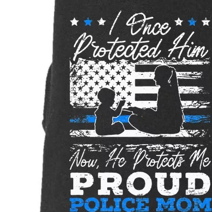 Proud Police Mom Law Enforcement Thin Blue Line Cop Doggie 3-End Fleece Hoodie