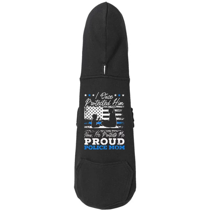 Proud Police Mom Law Enforcement Thin Blue Line Cop Doggie 3-End Fleece Hoodie