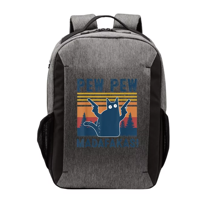 Pew Pew MadafakaS Vintage Crazy Cat Funny Graphic Vector Backpack