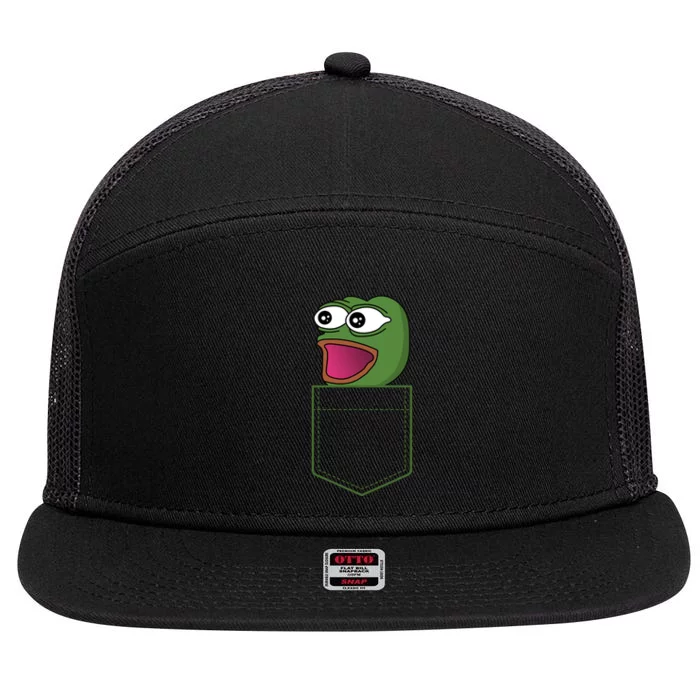 Poggers Pepe Meme Gaming Live Stream Poacket 7 Panel Mesh Trucker Snapback Hat