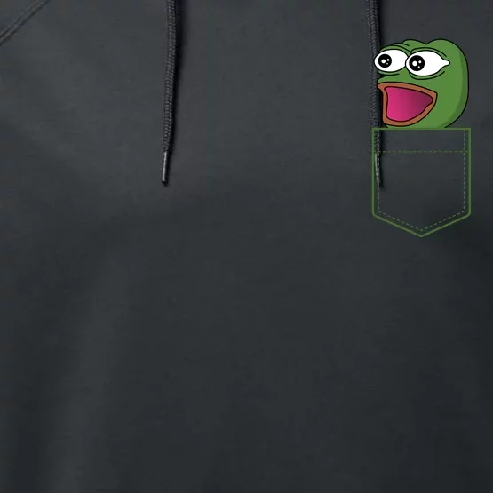 Poggers Pepe Meme Gaming Live Stream Poacket Performance Fleece Hoodie