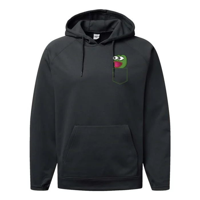 Poggers Pepe Meme Gaming Live Stream Poacket Performance Fleece Hoodie