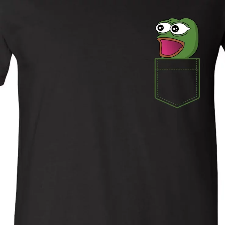 Poggers Pepe Meme Gaming Live Stream Poacket V-Neck T-Shirt