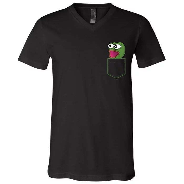 Poggers Pepe Meme Gaming Live Stream Poacket V-Neck T-Shirt