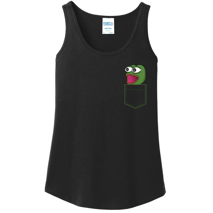 Poggers Pepe Meme Gaming Live Stream Poacket Ladies Essential Tank