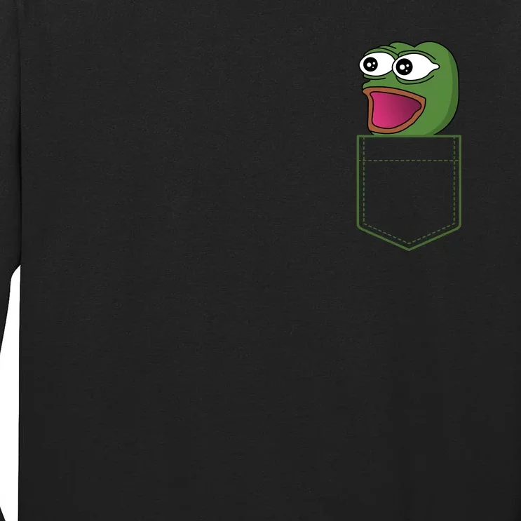 Poggers Pepe Meme Gaming Live Stream Poacket Tall Long Sleeve T-Shirt