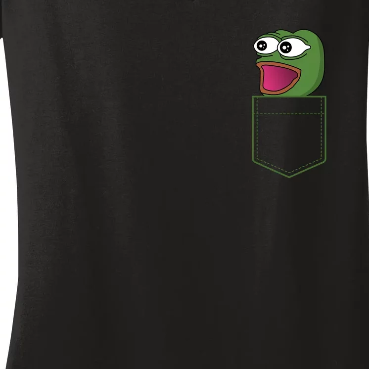 Poggers Pepe Meme Gaming Live Stream Poacket Women's V-Neck T-Shirt