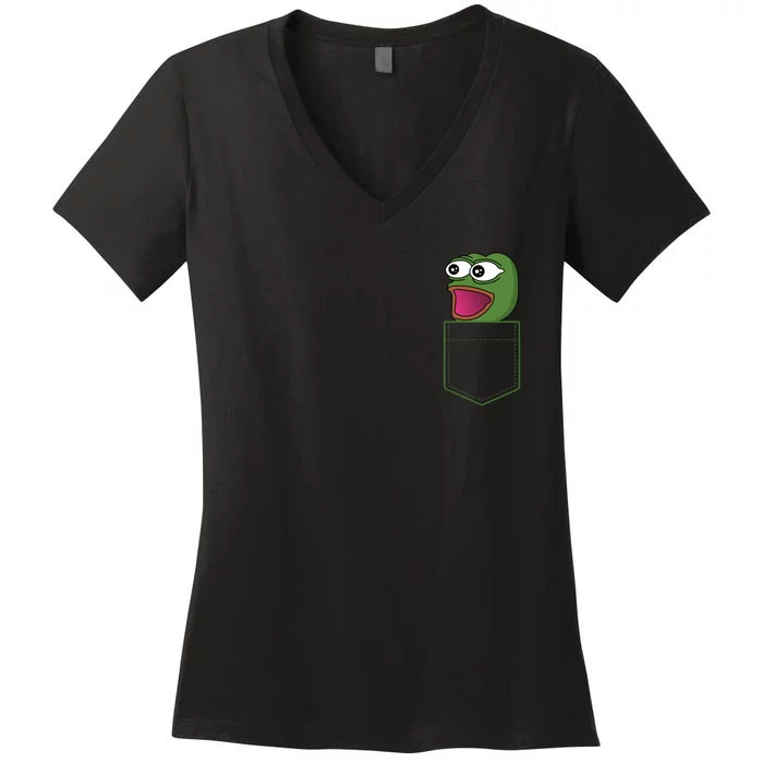 Poggers Pepe Meme Gaming Live Stream Poacket Women's V-Neck T-Shirt