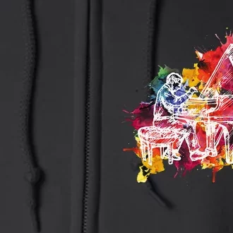 Piano Pianist Musician Gift Instrument Full Zip Hoodie