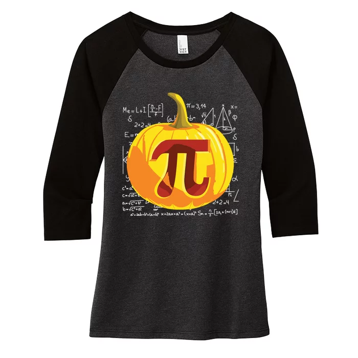 Pumpkin Pie Math Shirts Funny Halloween Thanksgiving Pi Day Women's Tri-Blend 3/4-Sleeve Raglan Shirt