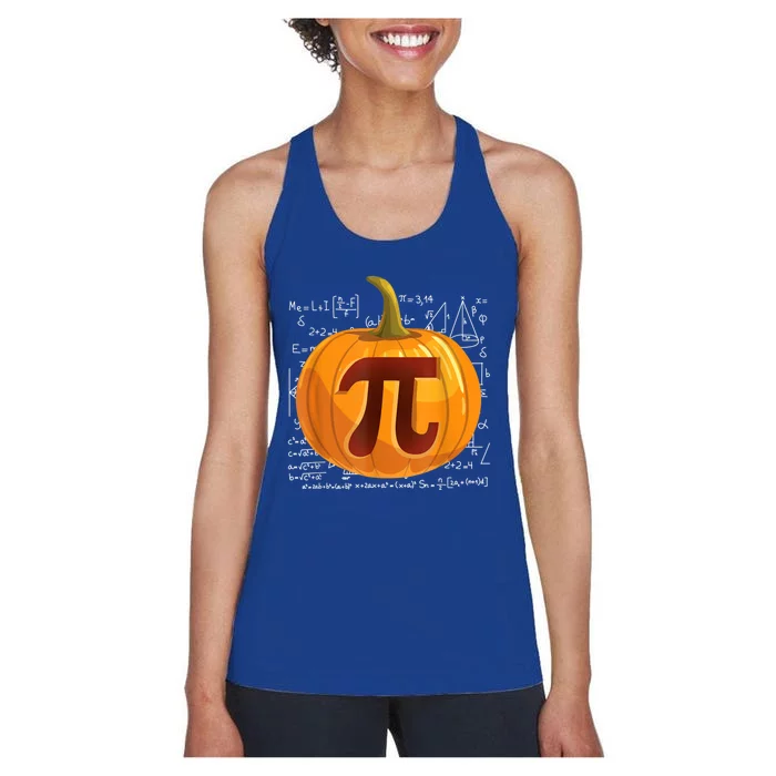 Pumpkin Pie Math Shirt Funny Halloween Thanksgiving Pi Day Women's Racerback Tank