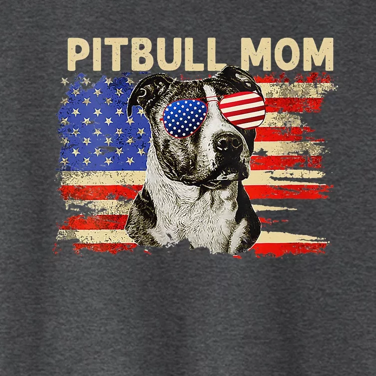 Patriotic Pitbull Mom Gifts 4th Of July American Flag USA Women's Crop Top Tee