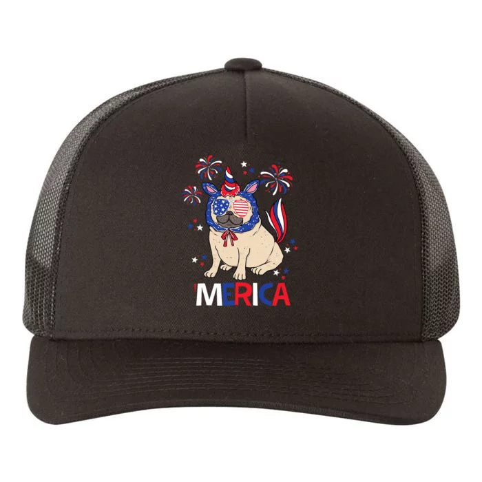 Patriotic Pug Merica 4th July Yupoong Adult 5-Panel Trucker Hat