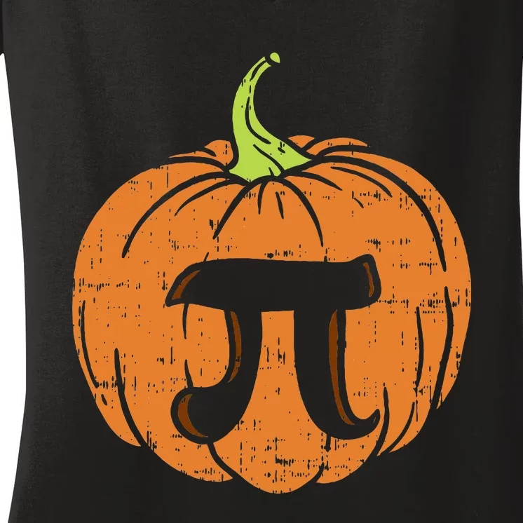 Pumpkin Pi Math Halloween Thanksgiving Pie Day Costume Women's V-Neck T-Shirt