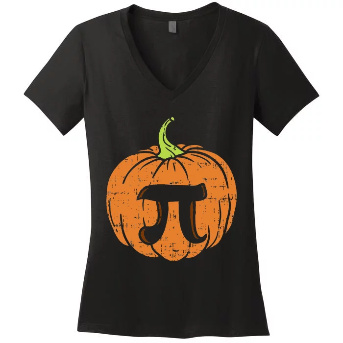 Pumpkin Pi Math Halloween Thanksgiving Pie Day Costume Women's V-Neck T-Shirt