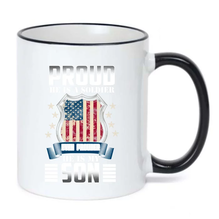 Proud Parents Mom Dad Mother Father Of A Soldier Son Us Flag Gift Black Color Changing Mug