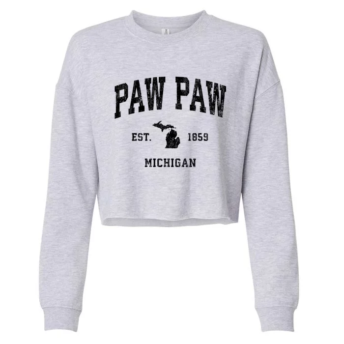 Paw Paw Michigan Mi Vintage Athletic Cropped Pullover Crew