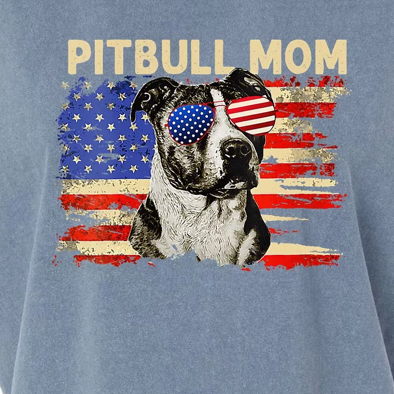 Patriotic Pitbull Mom Gifts 4th Of July American Flag USA Garment-Dyed Women's Muscle Tee