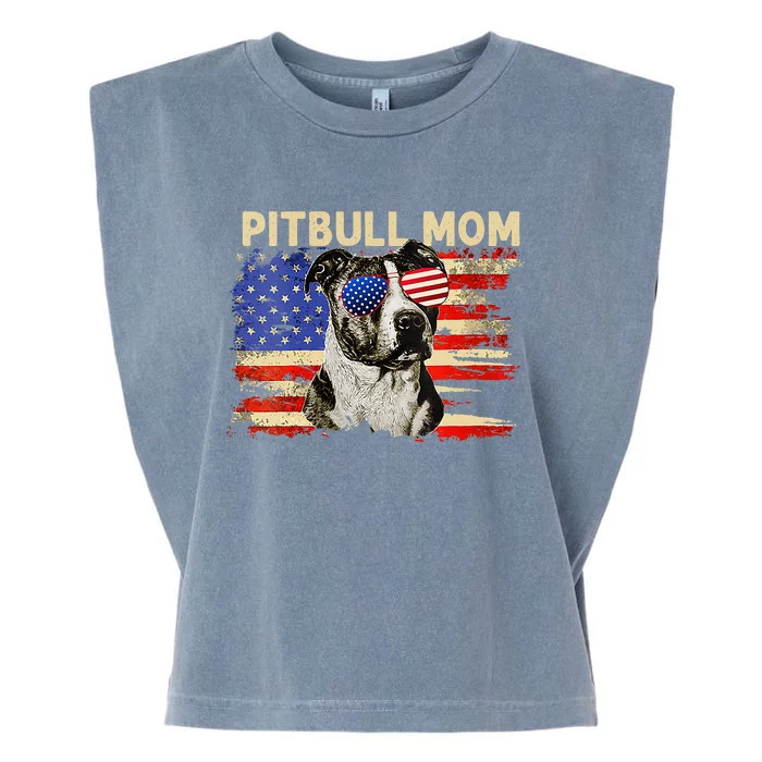 Patriotic Pitbull Mom Gifts 4th Of July American Flag USA Garment-Dyed Women's Muscle Tee