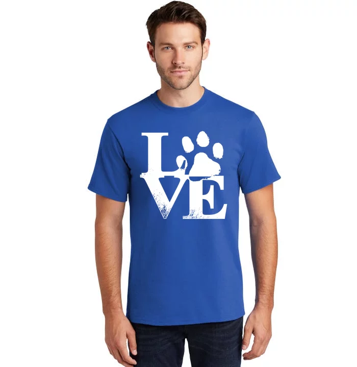 Paw Print Meaningful Gift I Love My Cats And Dogs Gift Tall T-Shirt