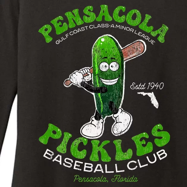 Pensacola Pickles Minor League Retro Baseball Team Womens CVC Long Sleeve Shirt