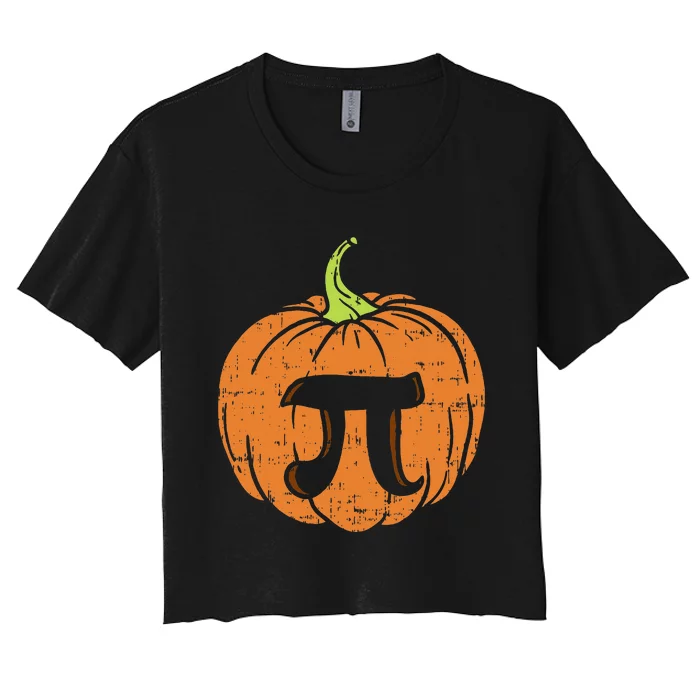 Pumpkin Pi Math Halloween Thanksgiving Pie Day Costume Women's Crop Top Tee