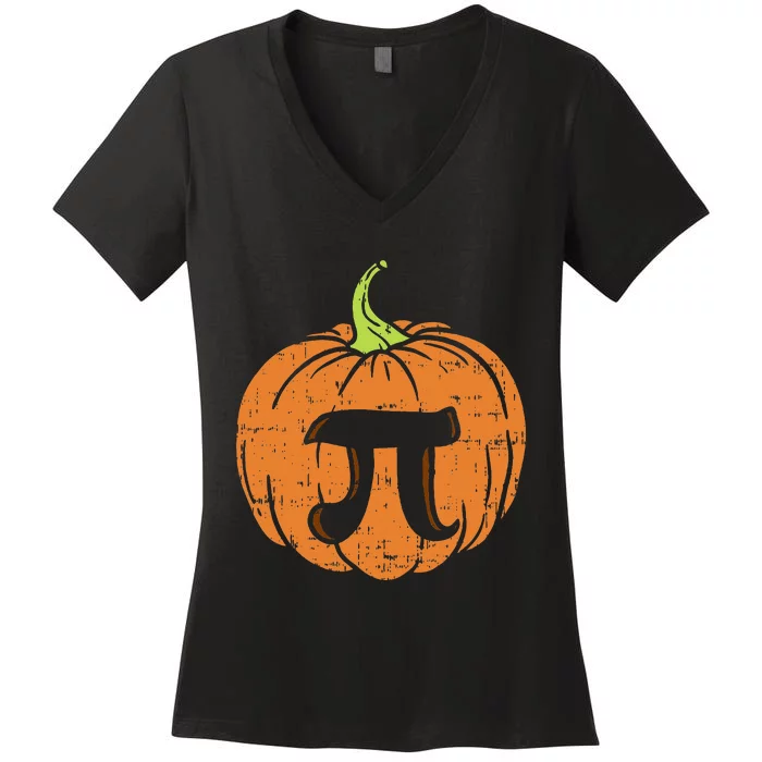 Pumpkin Pi Math Halloween Thanksgiving Pie Day Costume Women's V-Neck T-Shirt