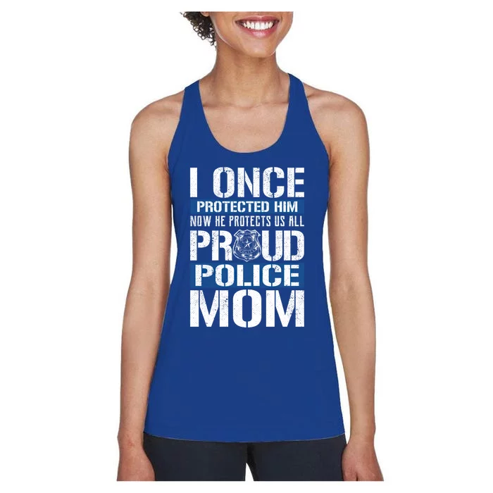 Proud Police Mom Gift Support Police Son Women's Racerback Tank