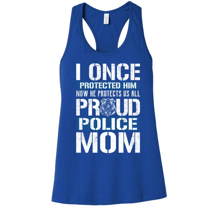 Proud Police Mom Gift Support Police Son Women's Racerback Tank