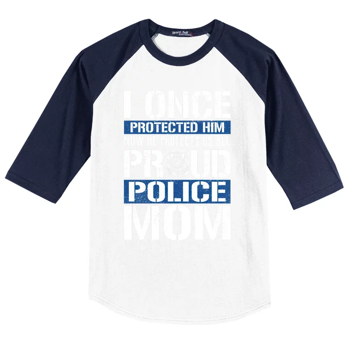 Proud Police Mom Gift Support Police Son Baseball Sleeve Shirt