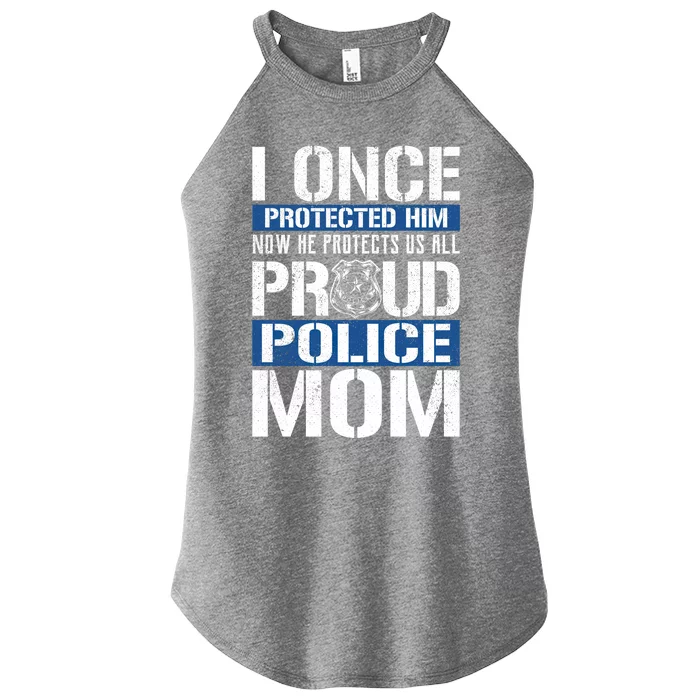 Proud Police Mom Gift Support Police Son Women’s Perfect Tri Rocker Tank