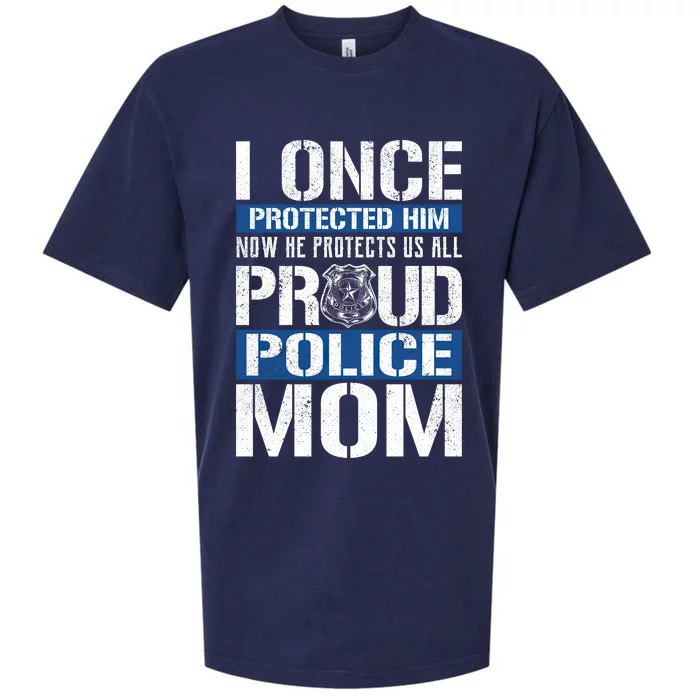 Proud Police Mom Gift Support Police Son Sueded Cloud Jersey T-Shirt